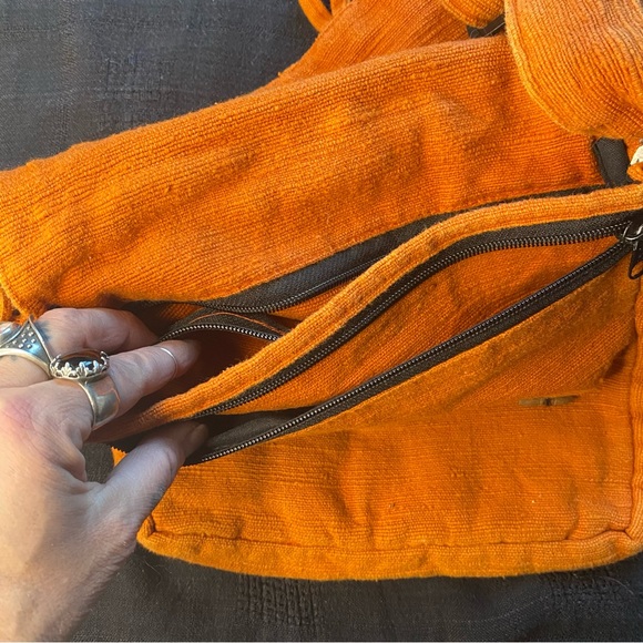 Y2K 100% Cotton made in India’s Burnt Orange crossbody Bag! Bohemian Hippie. New - Picture 5 of 14